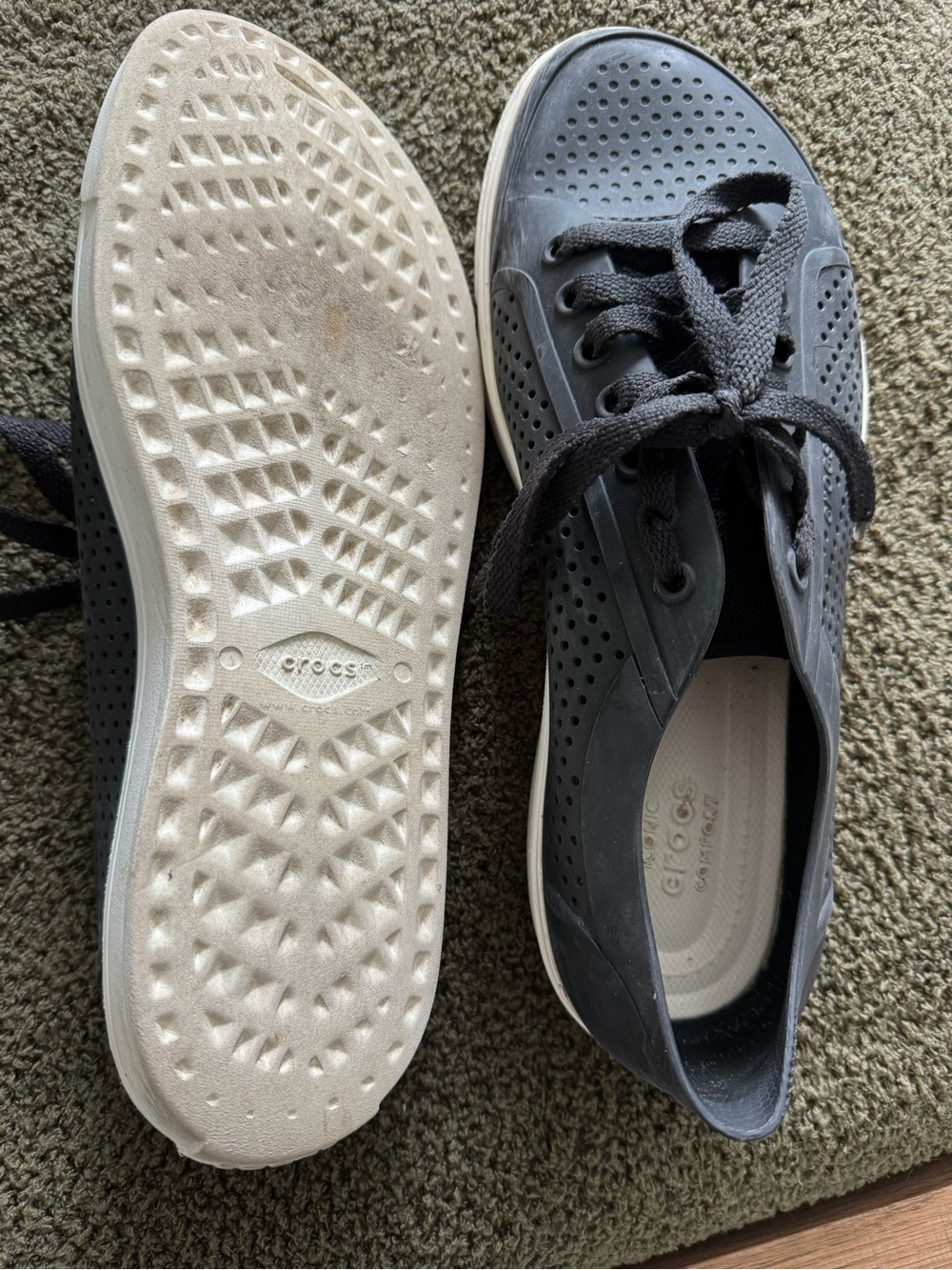 CROCS Black Perforated Lace-Up Athletic Sneakers